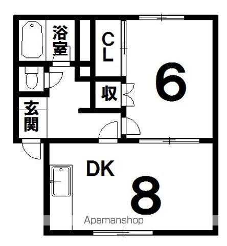 サウス25(1DK/2階)の間取り写真