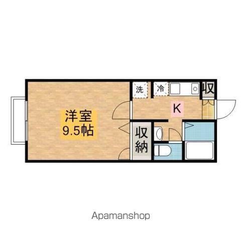 グランドサンB(1K/1階)の間取り写真