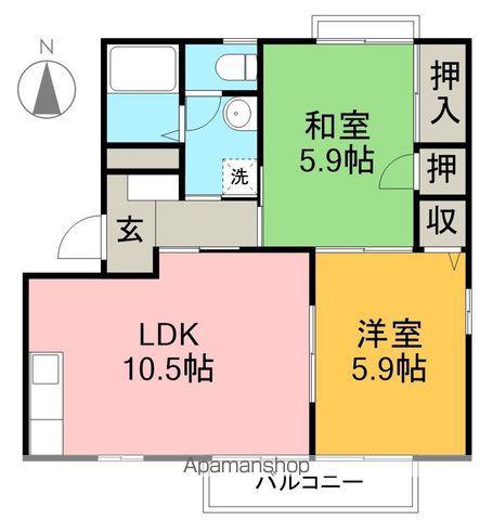 ハイツ足達C(2LDK/1階)の間取り写真
