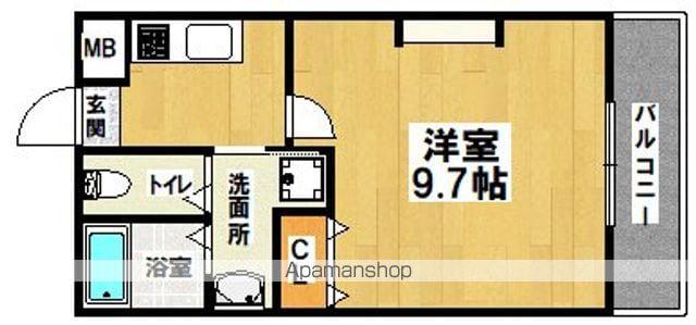 ジーイートワ(1K/4階)の間取り写真