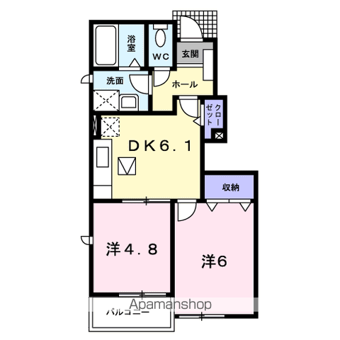 ドゥロンタンⅡ(2DK/1階)の間取り写真