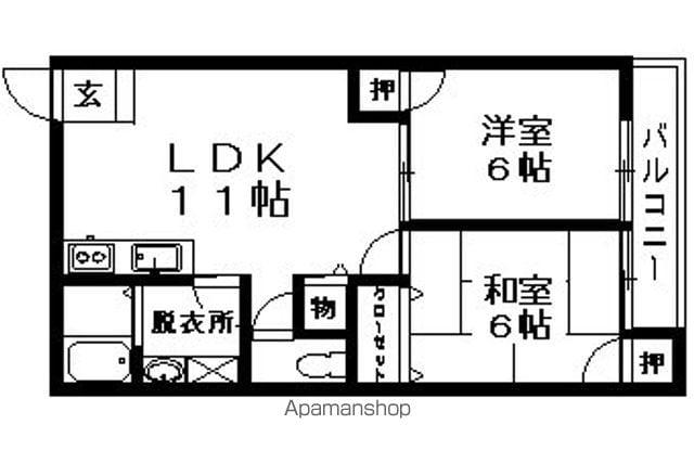 ハイツ新町(2LDK/2階)の間取り写真