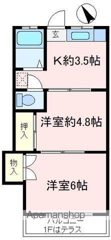 篠崎コーポ(2K/1階)の間取り写真
