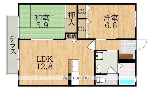 フラットK.T(2LDK/1階)の間取り写真