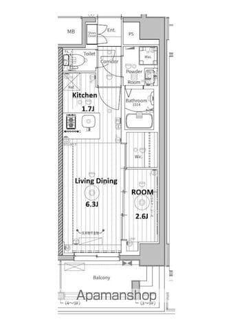 メイクスアート浄心(1LDK/7階)の間取り写真