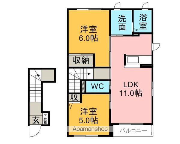 ファレミンデリトA棟(2LDK/2階)の間取り写真