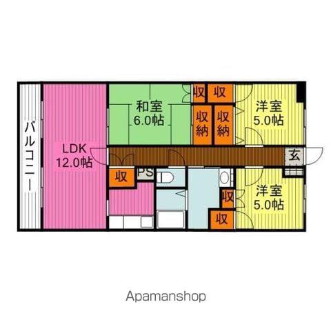 KENKOハイツ(3LDK/3階)の間取り写真