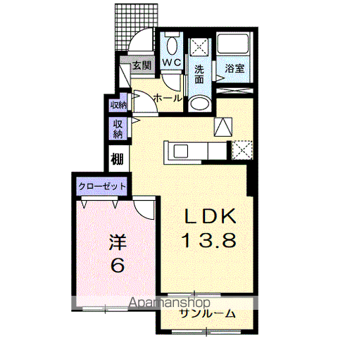 グランツオーベル木之本Ⅱ(1LDK/1階)の間取り写真