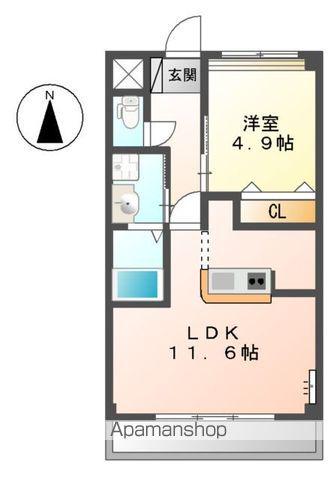 シャンビラージュⅡ(1LDK/2階)の間取り写真