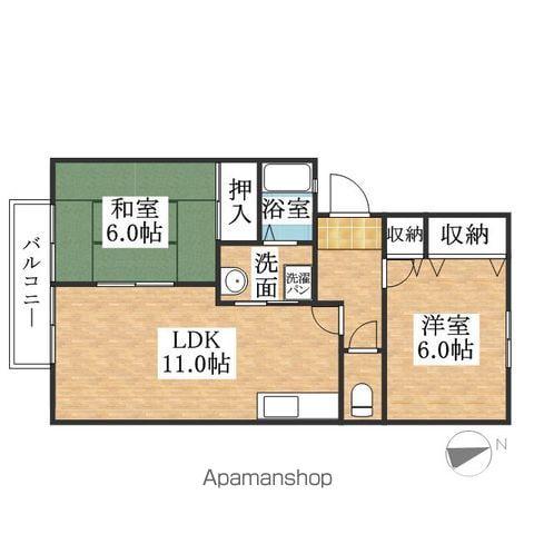 シャトル・アキラⅡ(2LDK/1階)の間取り写真
