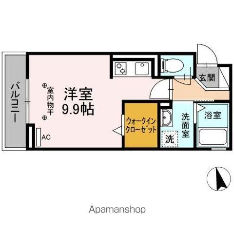 EXCEL21 VI(ワンルーム/2階)の間取り写真