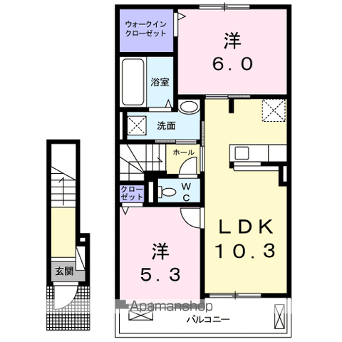 リヴ フリーリ Ⅰ(2LDK/2階)の間取り写真