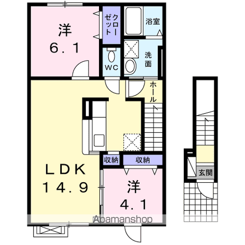 ソレアードⅠ(2LDK/2階)の間取り写真
