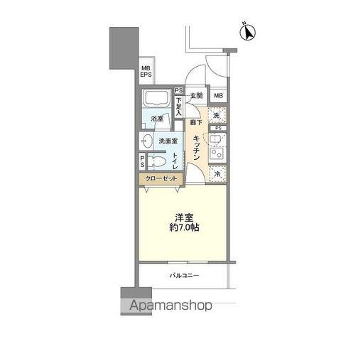 フレールコート東別院(1K/6階)の間取り写真