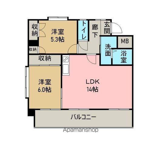 ファミール・オオタ南(2LDK/4階)の間取り写真