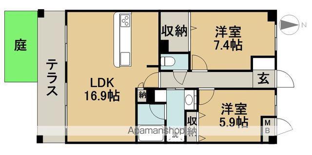 THEPARKTOKINOTERRACE(2LDK/1階)の間取り写真