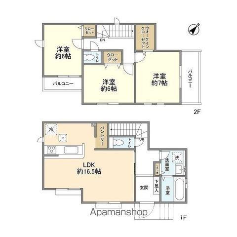西武池袋・豊島線 入間市駅 バス乗車時間：13分 坂下バス停で下車 徒歩2分 2階建 築1年(3LDK)の間取り写真