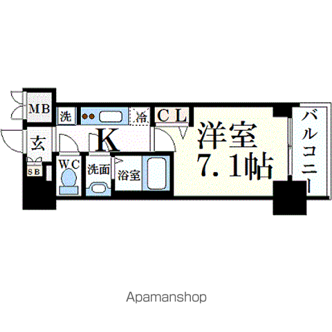 プレサンス桜通ベルノ(1K/14階)の間取り写真