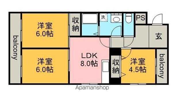 エスポアールハル(3DK/1階)の間取り写真