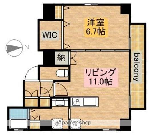 フローラル泉Ⅱ(1LDK/9階)の間取り写真