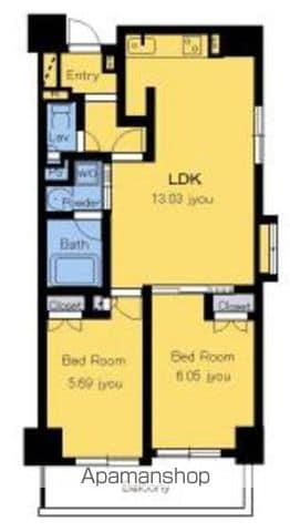 静岡馬渕エンブルコート(2LDK/5階)の間取り写真
