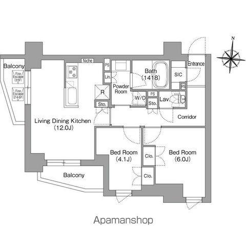 プラネソシエプラス旗の台(2LDK/3階)の間取り写真