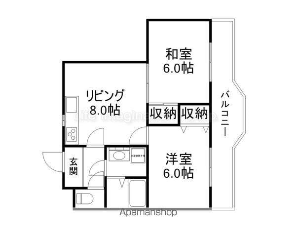 カーム瀬田(2DK/4階)の間取り写真