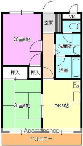 コートピュール新引(2DK/1階)の間取り写真