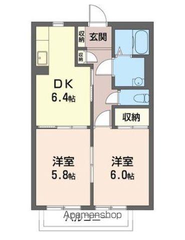 マイネハイマート藤塚K(2DK/2階)の間取り写真
