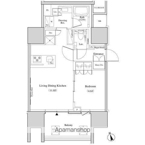 ザ・パークハビオ北千住(1LDK/9階)の間取り写真