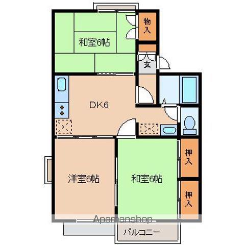 セジュール八幡(3DK/1階)の間取り写真