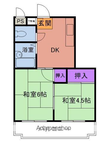 プレアール茶屋町(2DK/1階)の間取り写真