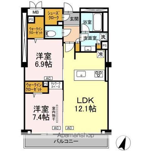プライム フォレスト 百合ケ丘(2LDK/3階)の間取り写真