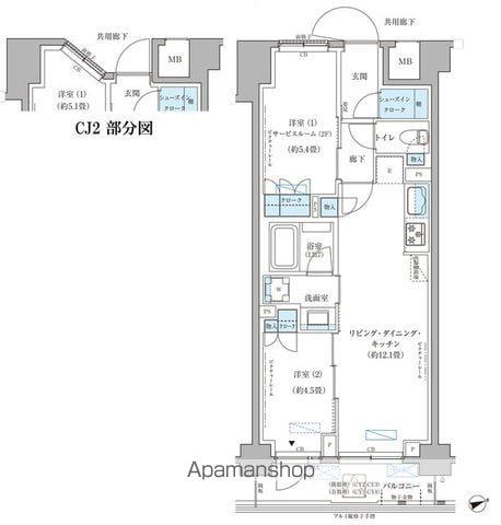 パークアクシス文京本郷(2LDK/3階)の間取り写真