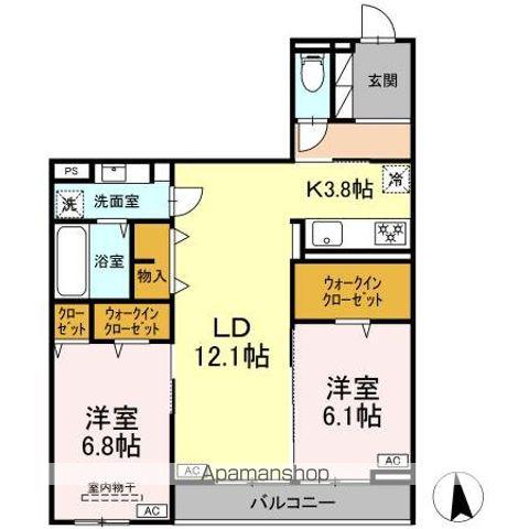 CLASSEUM仙台小田原 III(2LDK/3階)の間取り写真