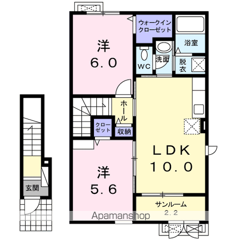 ベルディア(2LDK/2階)の間取り写真