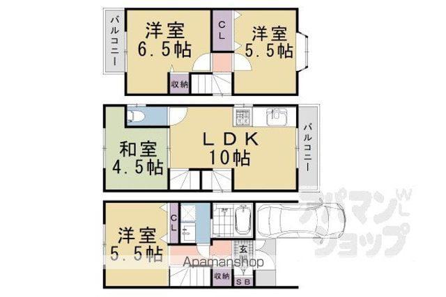 東海道本線 長岡京駅 徒歩48分 3階建 築31年(4LDK)の間取り写真