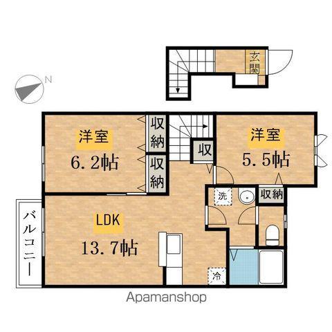 グレンツェ・アヴニール A棟(2LDK/2階)の間取り写真