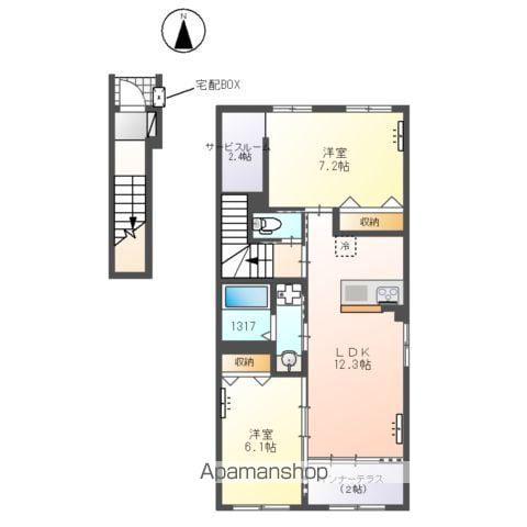 千代田・常磐緩行線 柏駅 バス乗車時間：11分 入谷津バス停で下車 徒歩1分 2階建 築1年(2LDK/2階)の間取り写真