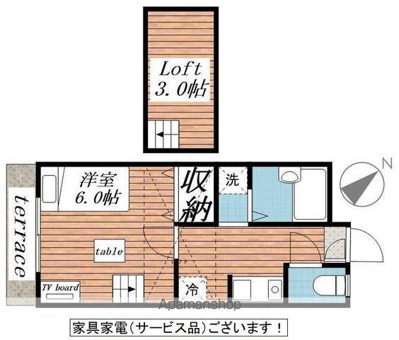 八木山南第1レジデンス(1K/2階)の間取り写真