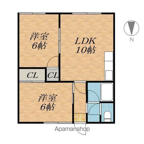 アルファーハイツA棟(2LDK/2階)の間取り写真