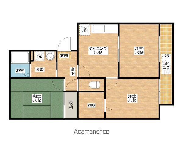 パークハウス2番館(3DK/3階)の間取り写真