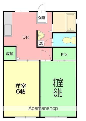 安西コーポB(2DK/2階)の間取り写真