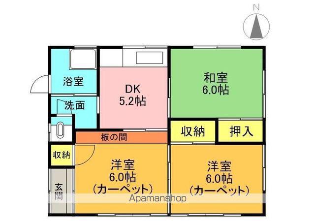 東北本線 槻木駅 徒歩16分 1階建 築40年(3K)の間取り写真