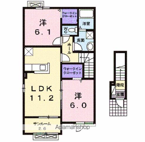 ホワイトリリーⅠ(2LDK/2階)の間取り写真