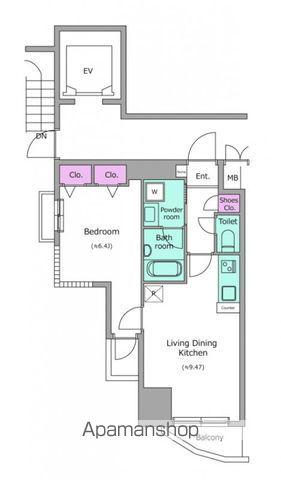 ビエラコート天神橋(1LDK/7階)の間取り写真