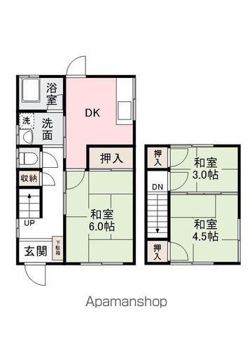 高徳線 木太町駅 徒歩5分 2階建 築48年(3DK)の間取り写真