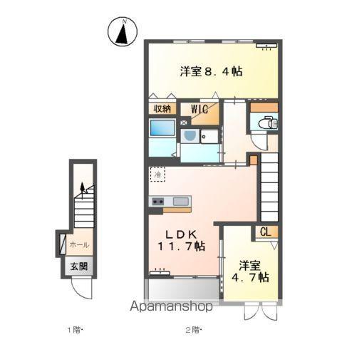 ル・シャンテノール(2LDK/2階)の間取り写真