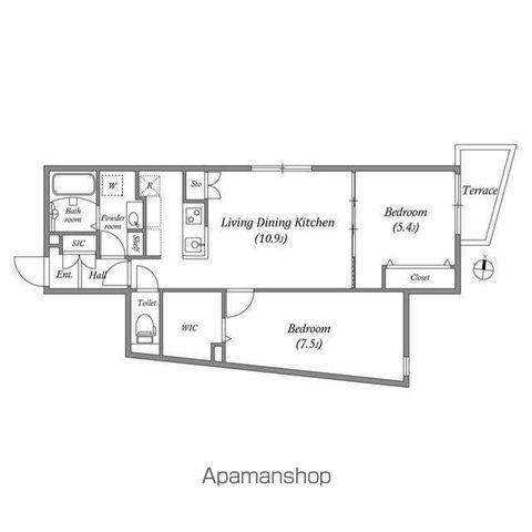 BRANCHE阿佐ヶ谷(2DK/1階)の間取り写真