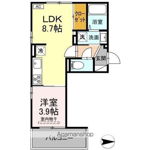 D-ROOM中楯A A棟(1LDK/3階)の間取り写真